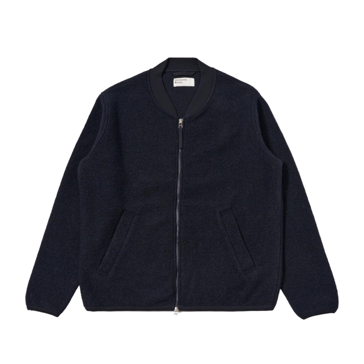 Universal Works Wool Fleece Zip Bomber Navy