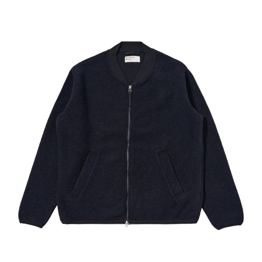 Universal Works Wool Fleece Zip Bomber Navy