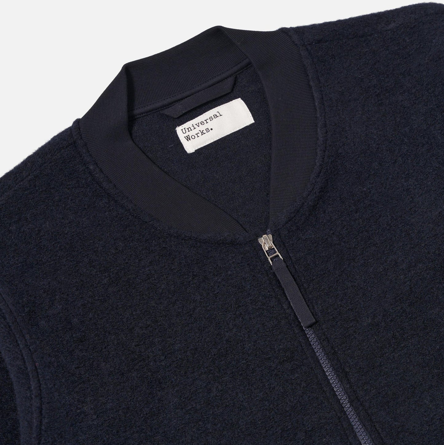 Universal Works Wool Fleece Zip Bomber Navy