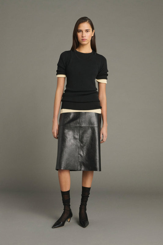 Soeur Gwen Leather Skirt Black