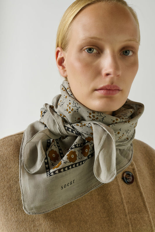 Soeur Classic Cotton Scarf Brown