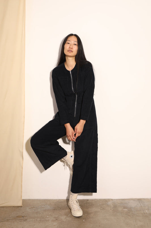 L.F.Markey Felix Corduroy Boilersuit Navy