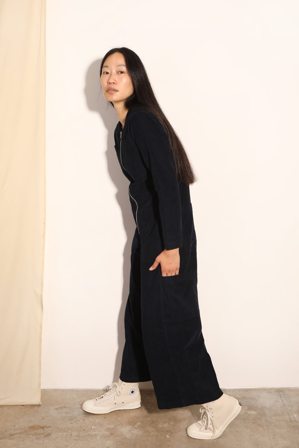L.F.Markey Felix Corduroy Boilersuit Navy