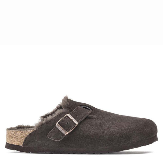 Birkenstock Boston NF Suede Leather  Shearling Mocha