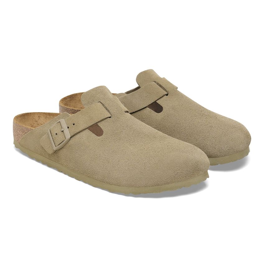 Birkenstock Boston Suede Leather Faded Khaki