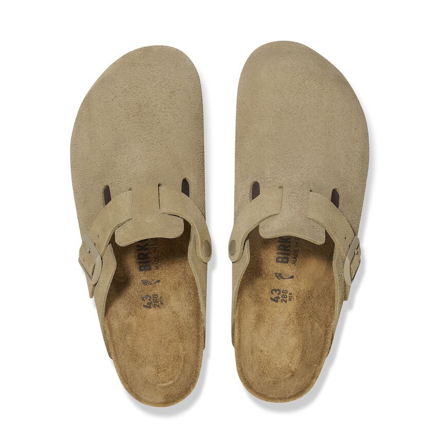 Birkenstock Boston Suede Leather Faded Khaki
