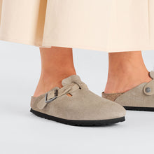 Load image into Gallery viewer, Birkenstock Boston Braided Suede Leather Narrow Fit Taupe
