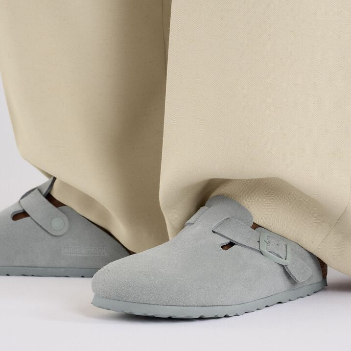 Birkenstock Boston Suede Leather Pure Sage Narrow Fit