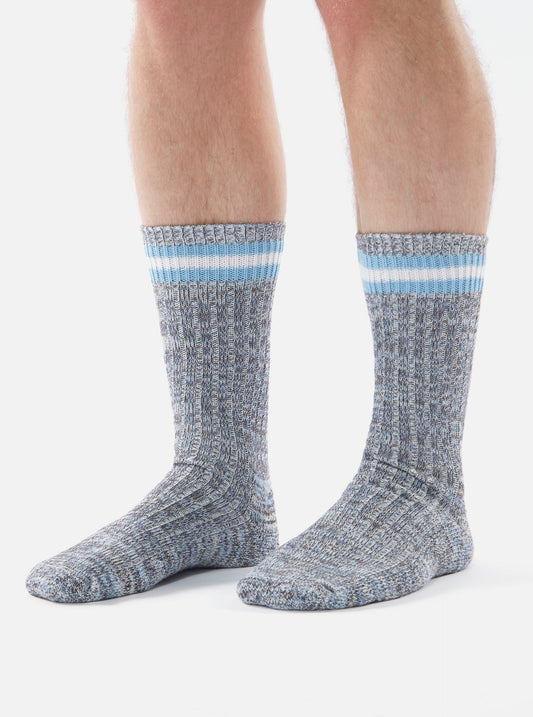 Universal Works Cotton Everyday Stripe Sock Cornish Blue