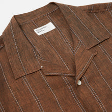 Load image into Gallery viewer, Universal Works Road Shirt Striped Linen Brown
