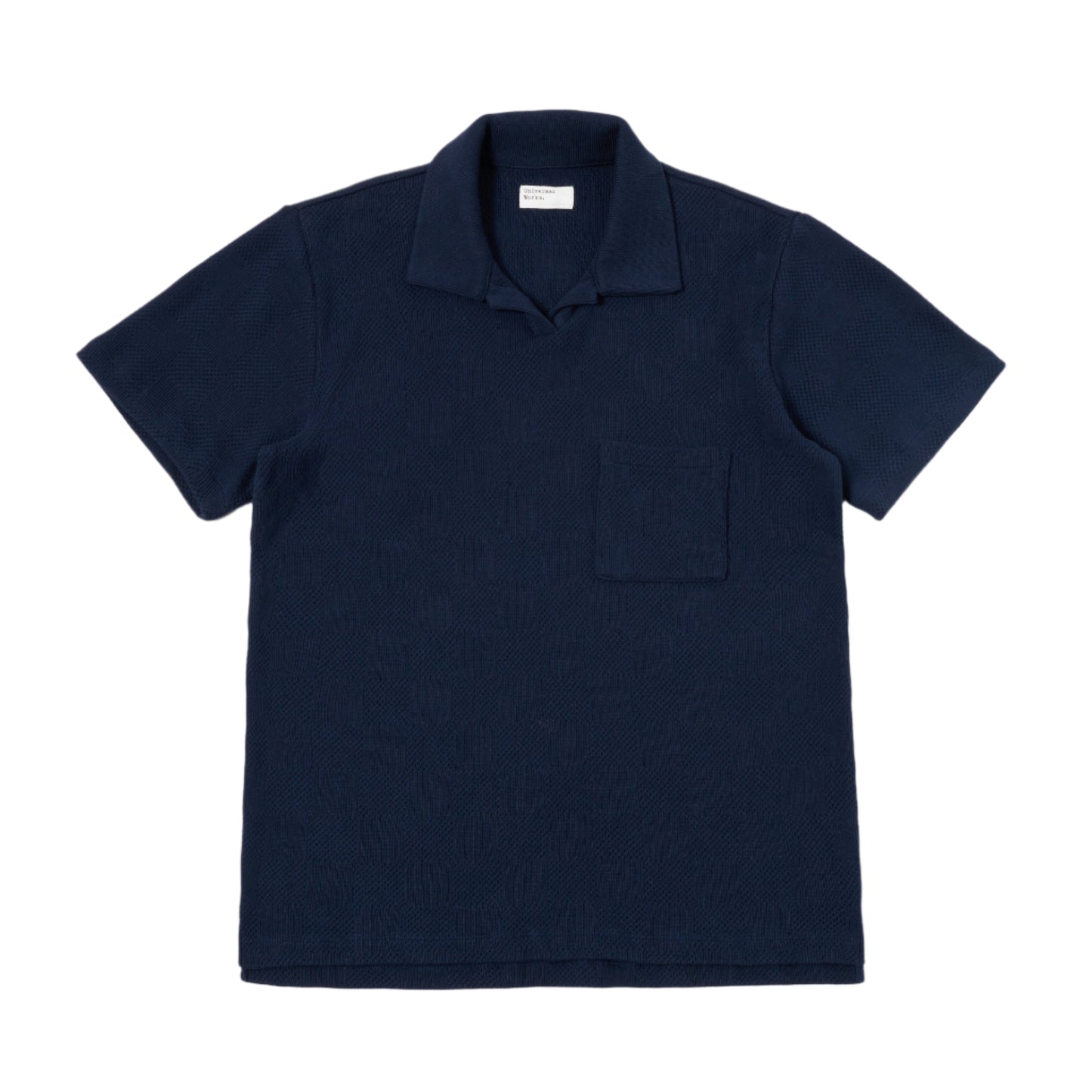 Universal Works Vacation Polo Fantasy Checkerboard Bright  Navy