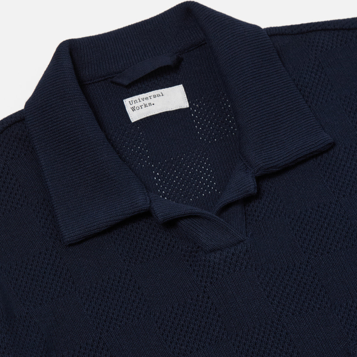 Universal Works Vacation Polo Fantasy Checkerboard Bright  Navy