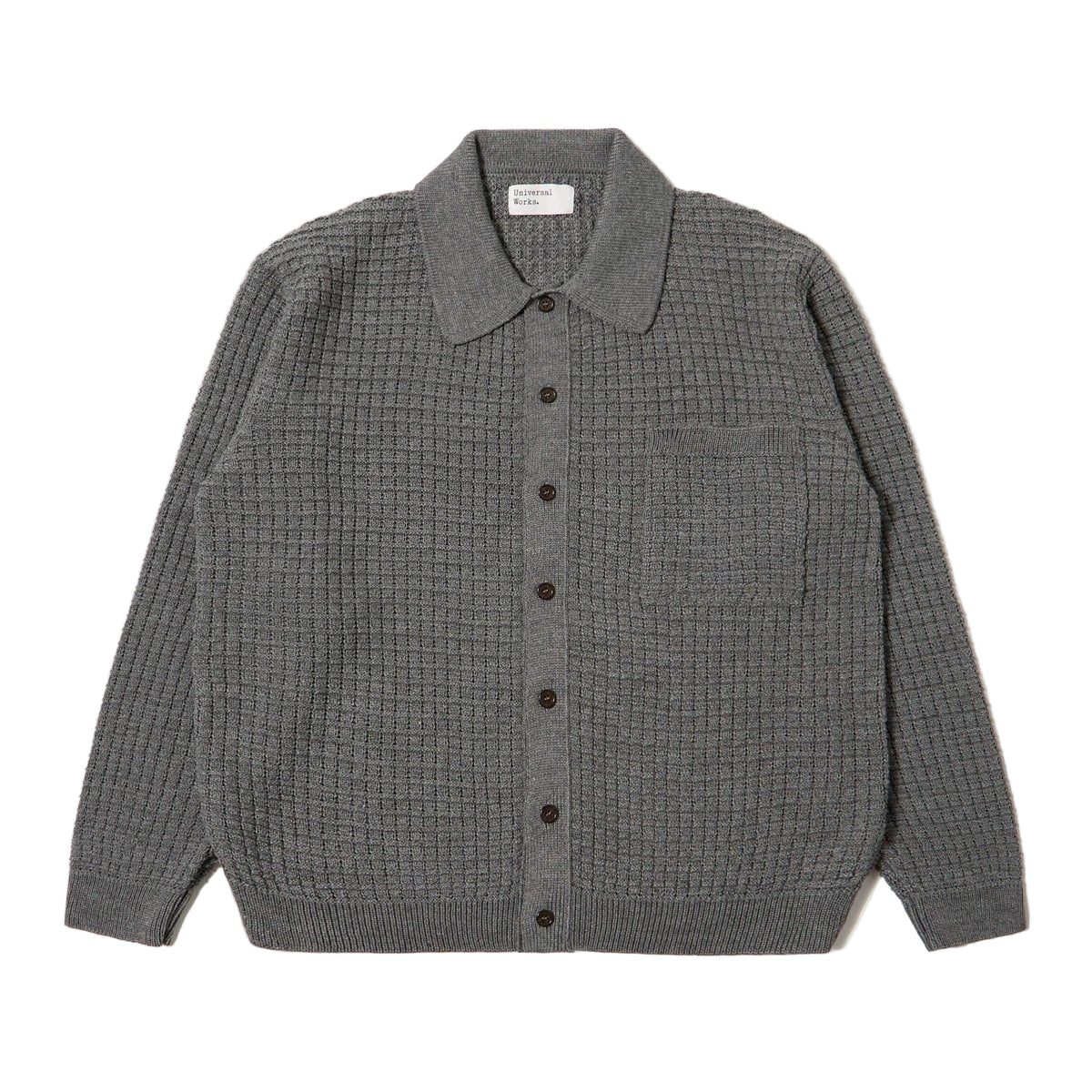 Universal Works Charlie Cardigan Textured Merino Knit Grey