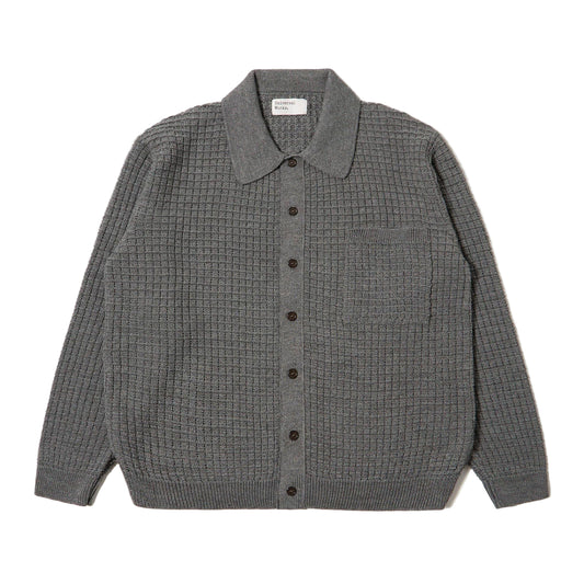 Universal Works Charlie Cardigan Textured Merino Knit Grey