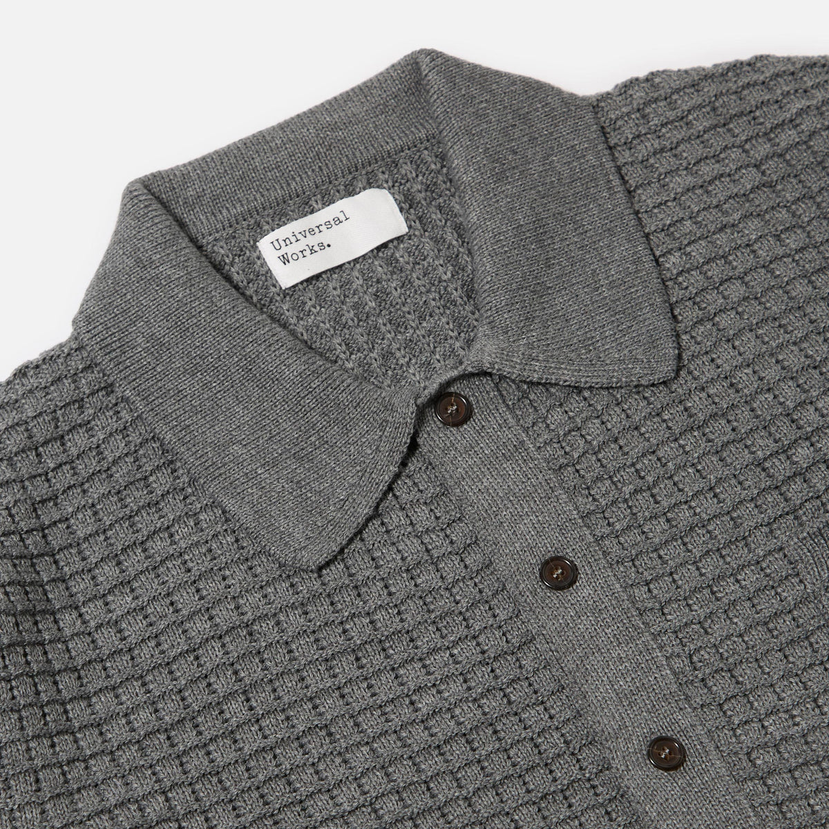 Universal Works Charlie Cardigan Textured Merino Knit Grey
