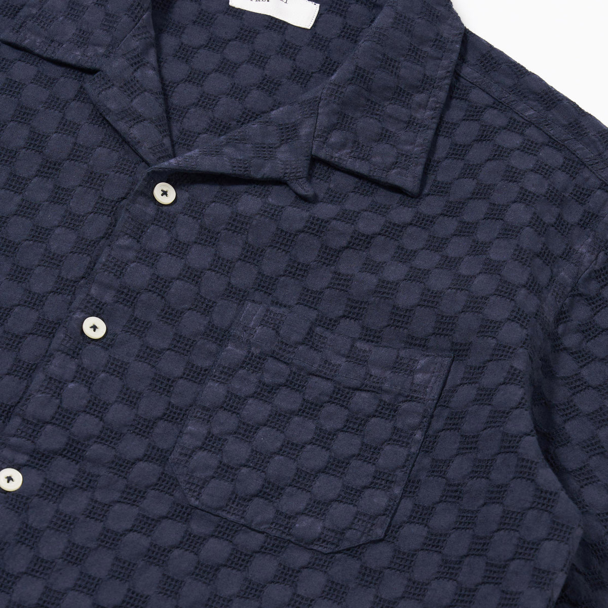 Universal Works Road Shirt Dot Waffle Navy