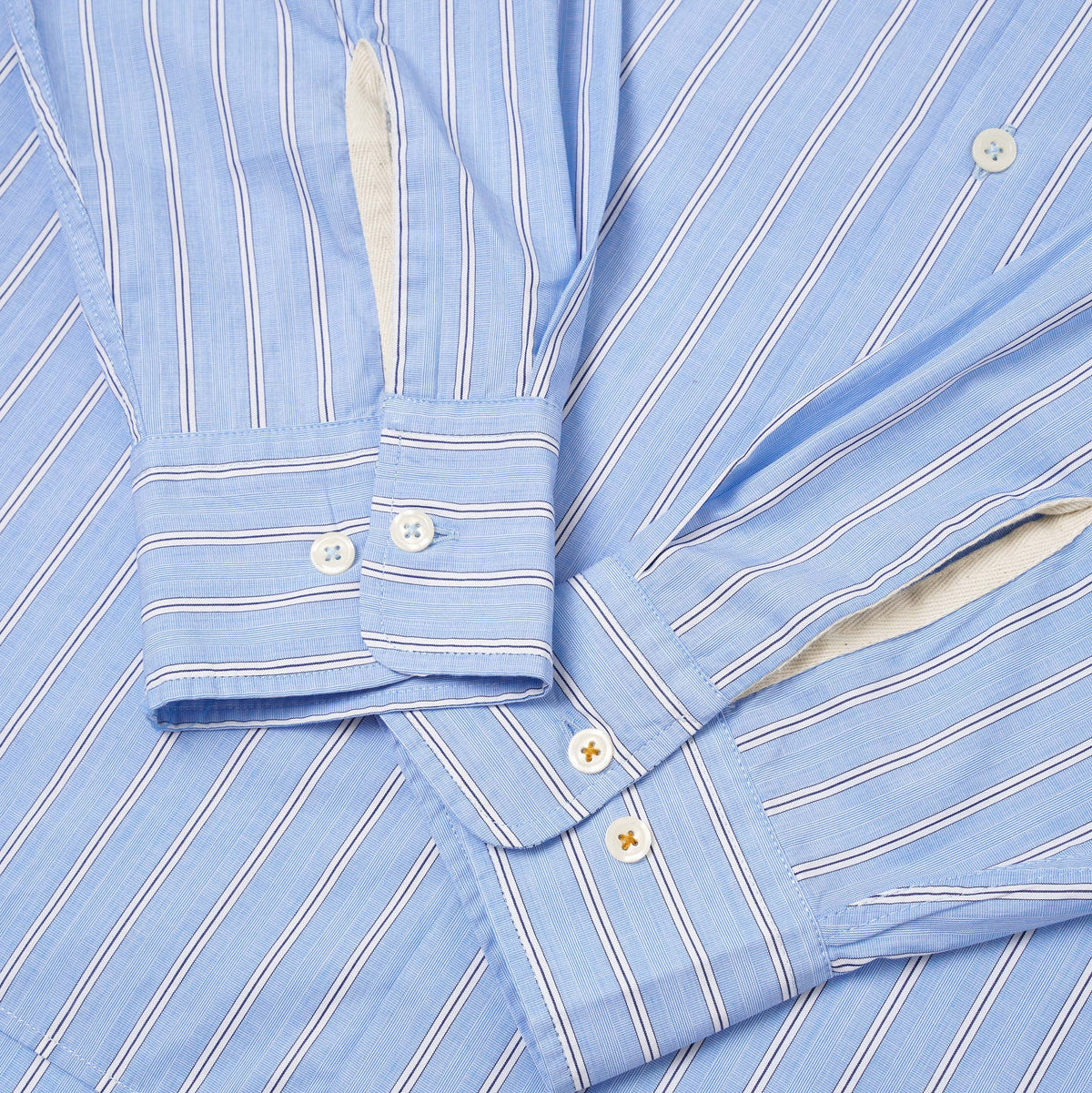 Universal Works Mc Stripe Square Pocket Shirt Blue