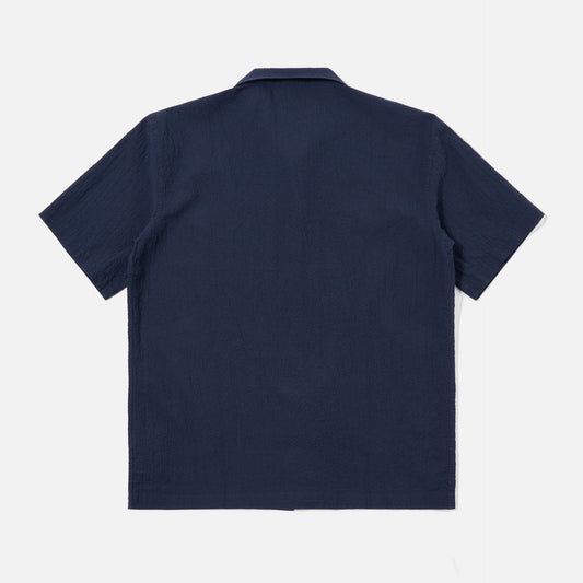 Universal Works Seersucker Road Shirt Navy