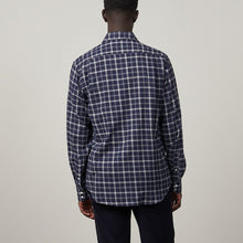 Load image into Gallery viewer, Hartford Navy Plaid Flannel Paul Shirt
