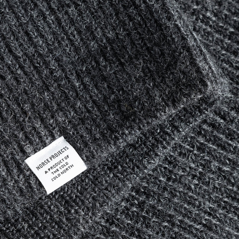 Norse Projects Hagen Wool Cotton Rib Full Zip Jacket Dark Grey Melange