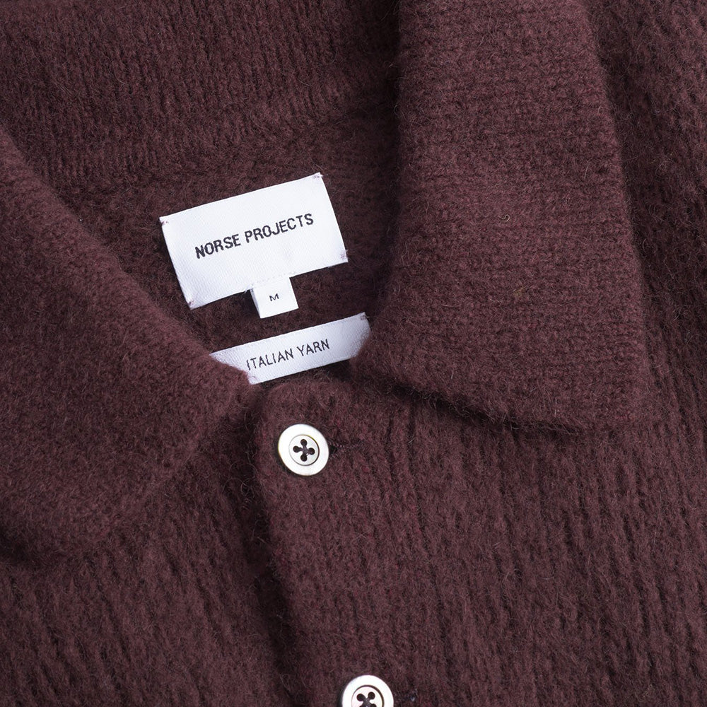 Norse Projects Rasmus Relaxed Brushed Polo Mahogany