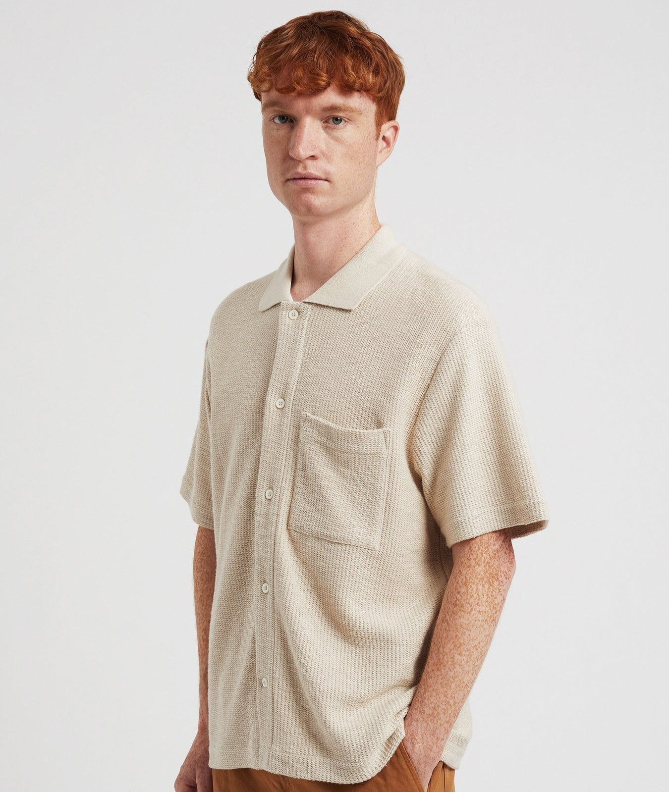 Norse Projects Gustav Crochet Jersey Shirt Oatmeal