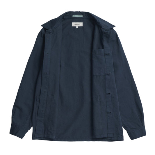Norse Projects Julian Cotton Linen Overshirt Dark Navy