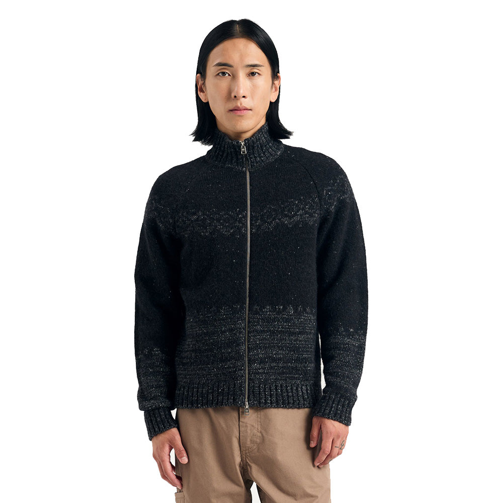 Norse Projects Ulf Full Zip Fairisle Cardigan Dark Grey