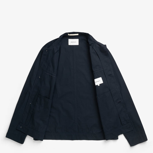 Norse Projects Arresskov Compact Cotton Overshirt Dark Navy