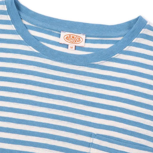 Armor Lux Striped T-Shirt Waterfall Blue / Nature