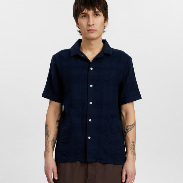 Anerkjendt Akleon Check Pattern S/S Shirt Sky Captain
