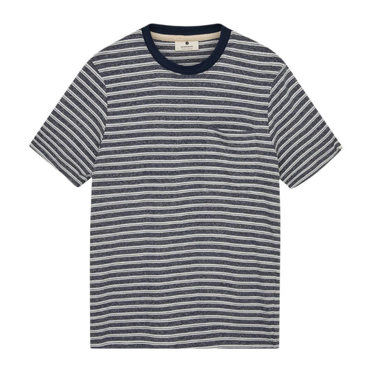 Anerkjendt Akkikki Cotton Linen Stripe Tee Sky Captain