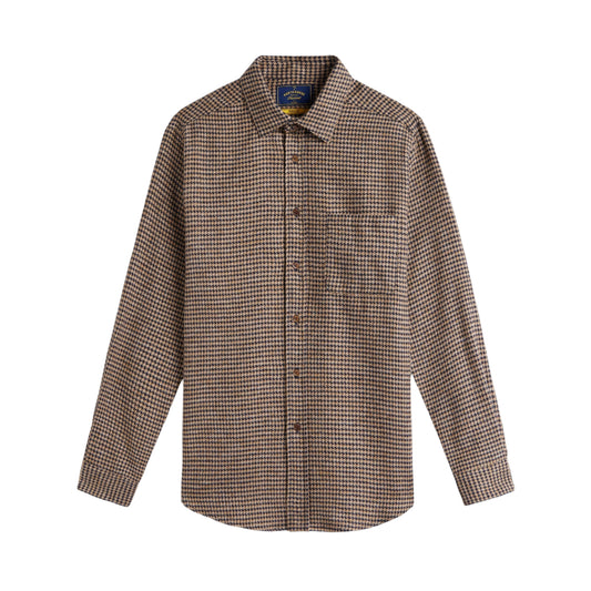 Portuguese Flannel Abstract Pied Poule LS Shirt Navy