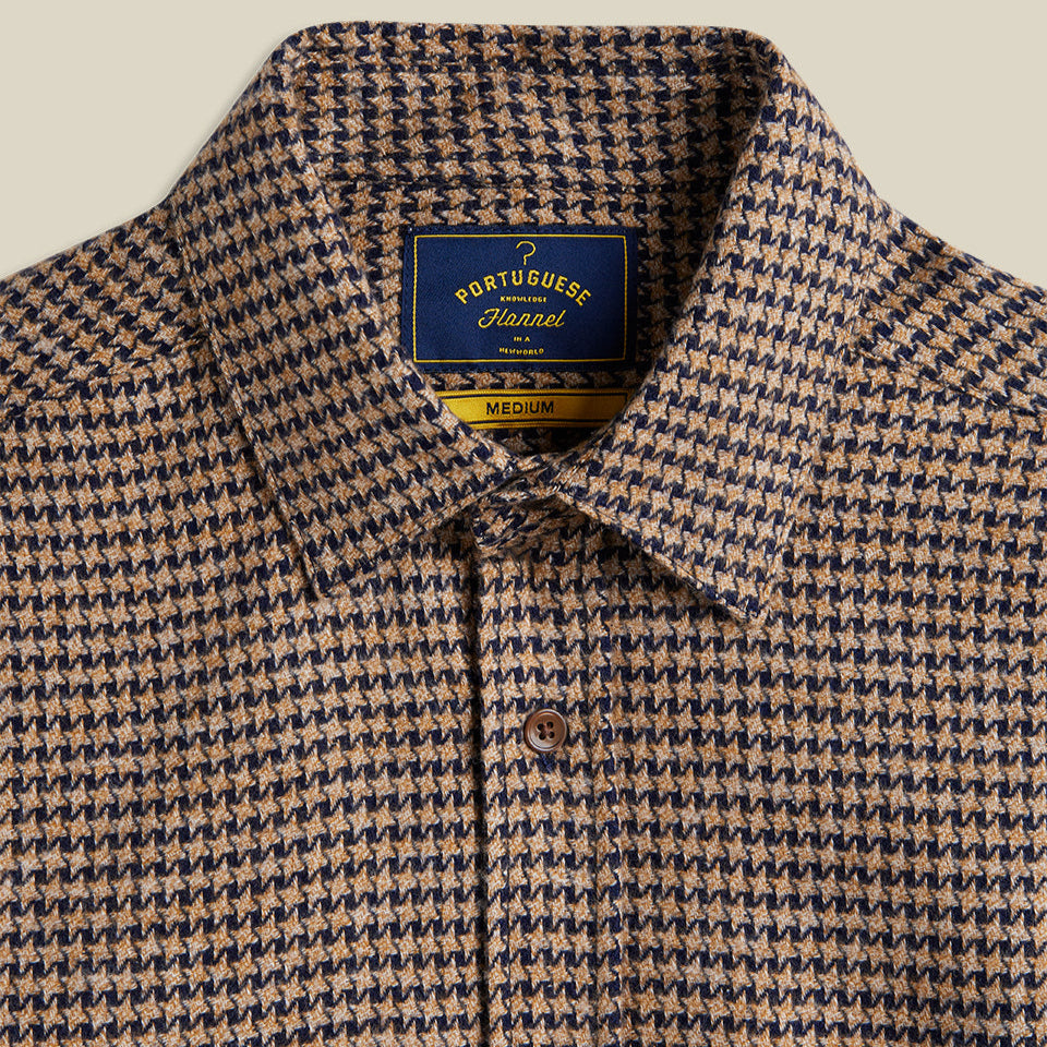 Portuguese Flannel Abstract Pied Poule LS Shirt Navy