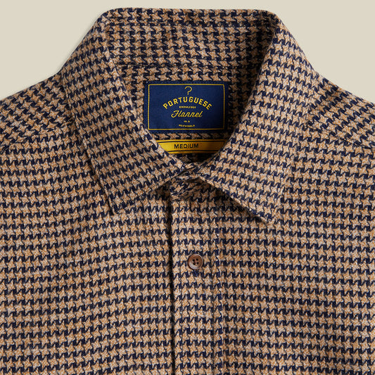 Portuguese Flannel Abstract Pied Poule LS Shirt Navy