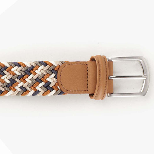Andersons Elastic Woven Belt Tan/Navy