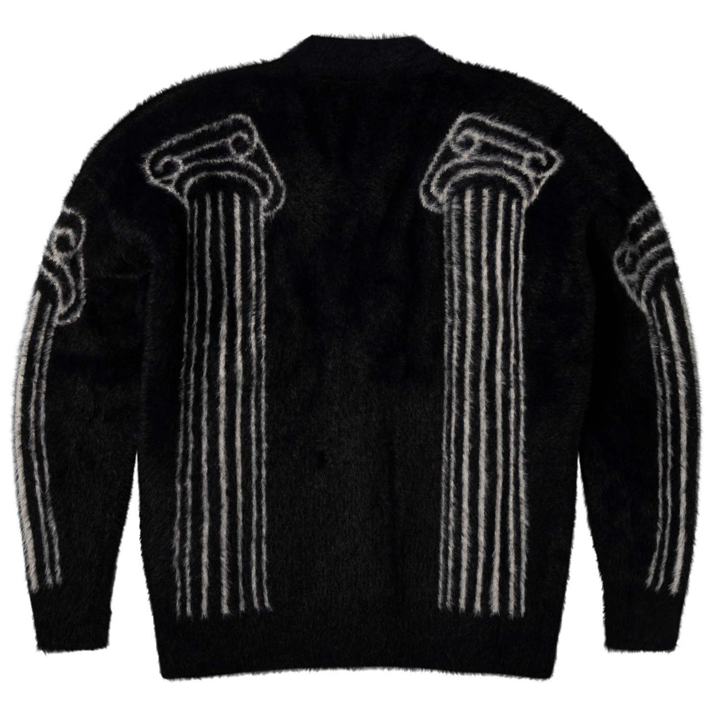 Aries Oversized Chenille Column Knit Cardigan Black