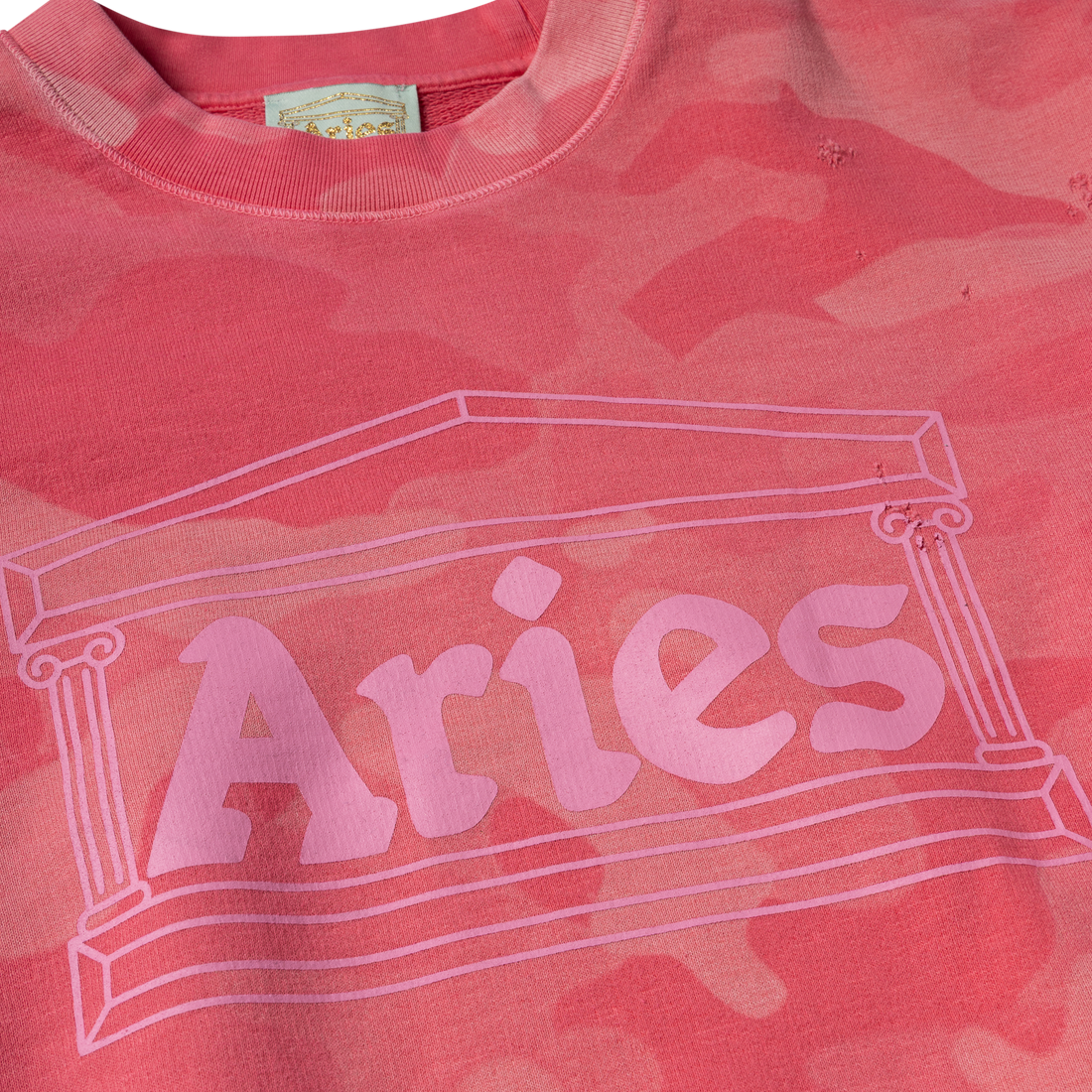 Aries Aged Column Camo Sweat Pink