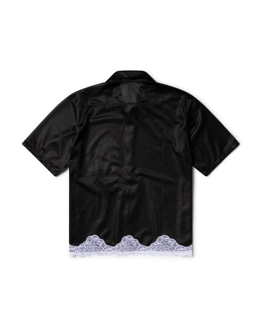 Aries Gothic Lace Airtex Hawaiian Shirt Black