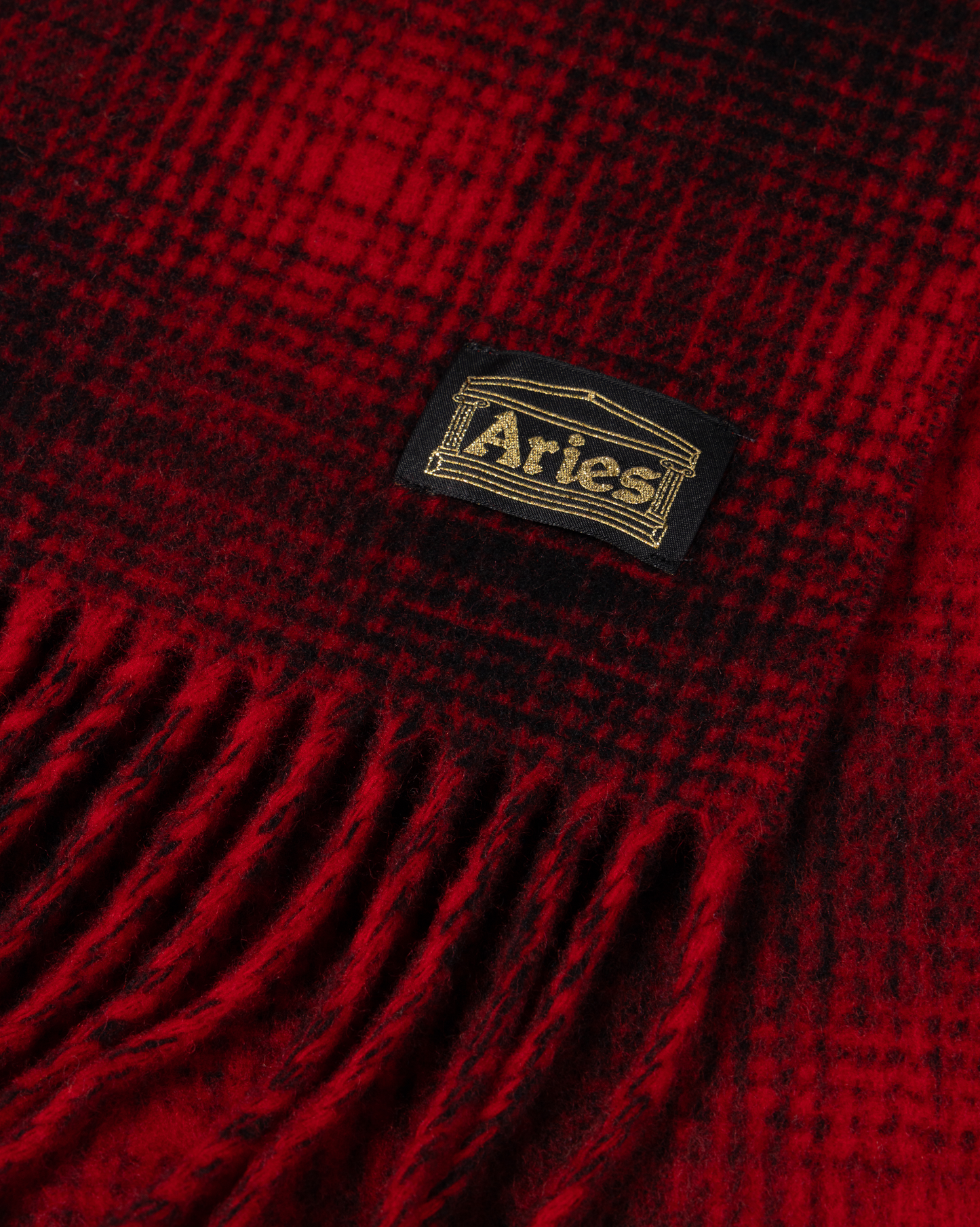 Aries Press Gothic Checked Wool Scarf Red