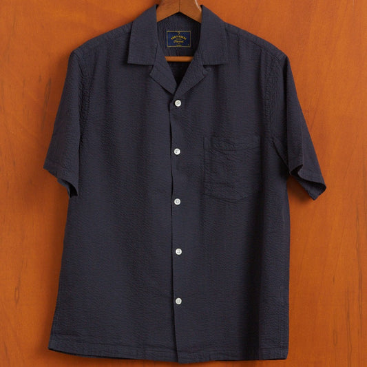 Portuguese Flannel Atlantico Camp Collar Navy
