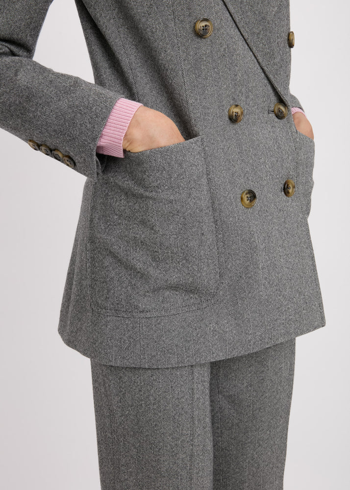 Bella Freud Bianca Herringbone Jacket Grey