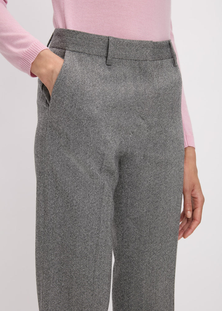 Bella Freud Schoolboy Herringbone Trousers Grey