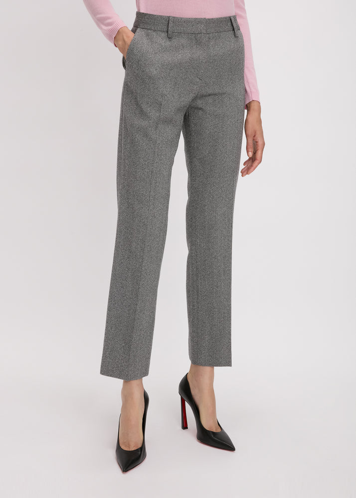 Bella Freud Schoolboy Herringbone Trousers Grey