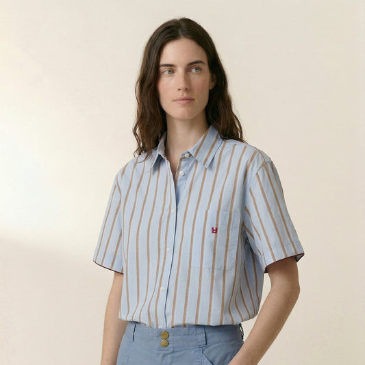 Leon & Harper Clay Striped Shirt Sky