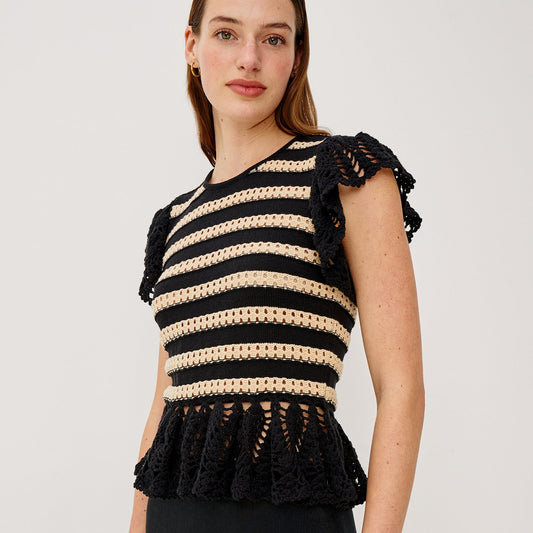 Rails Coen Top Oatmeal Black