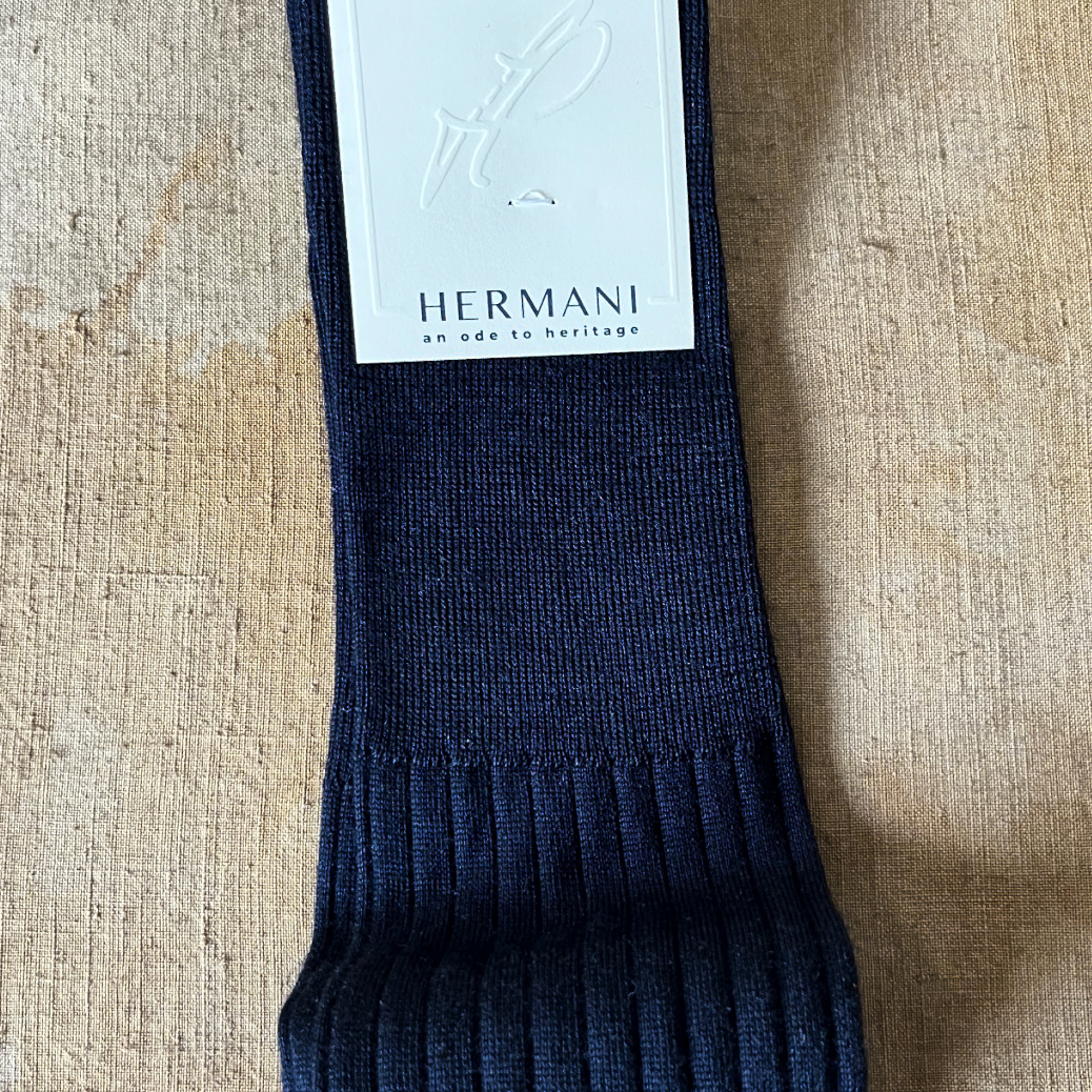 Hermani Cashmere-Silk Knee High Navy