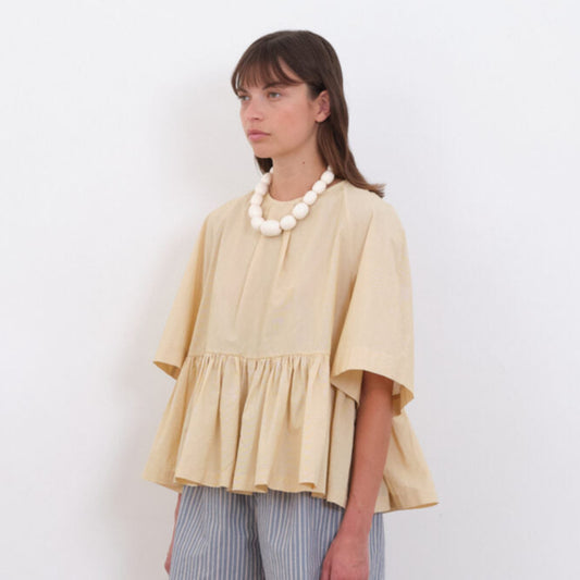 Cawley Studio Japanese Striped Cotton Voil Delilah Top Butterscotch
