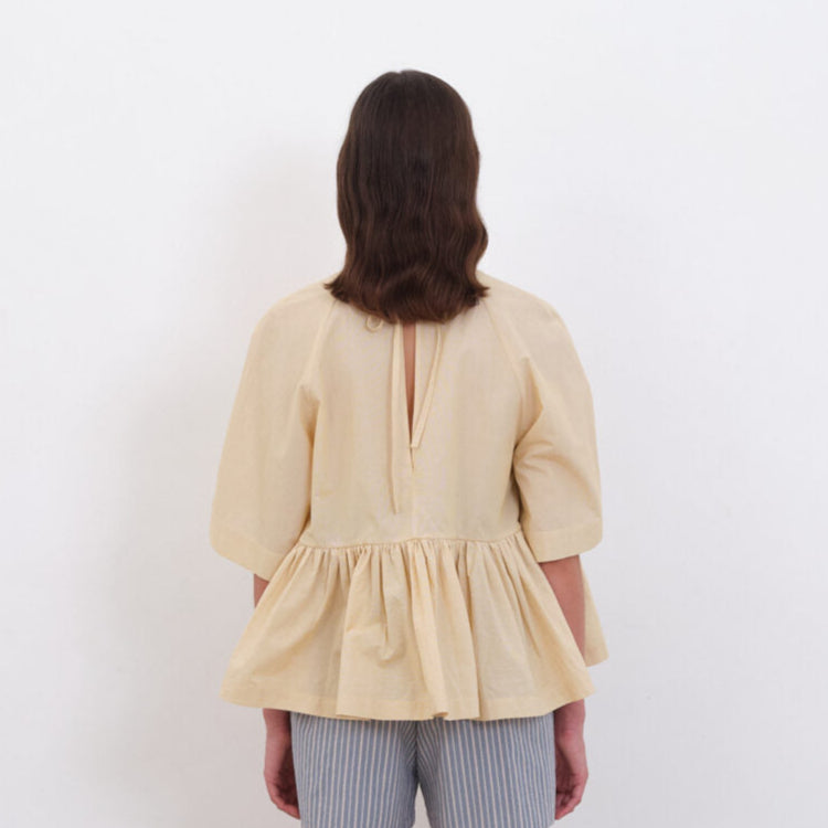 Cawley Studio Japanese Striped Cotton Voil Delilah Top Butterscotch