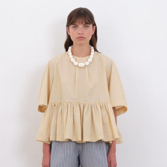 Cawley Studio Japanese Striped Cotton Voil Delilah Top Butterscotch